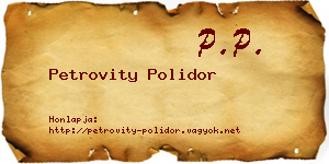 Petrovity Polidor névjegykártya